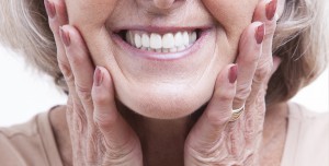 closeup image of a women showing perfect teeth
